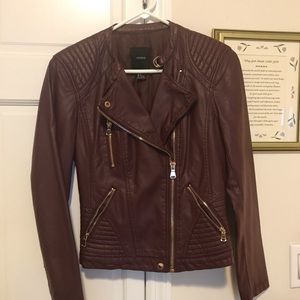 Burgundy Vegan Leather Jacket